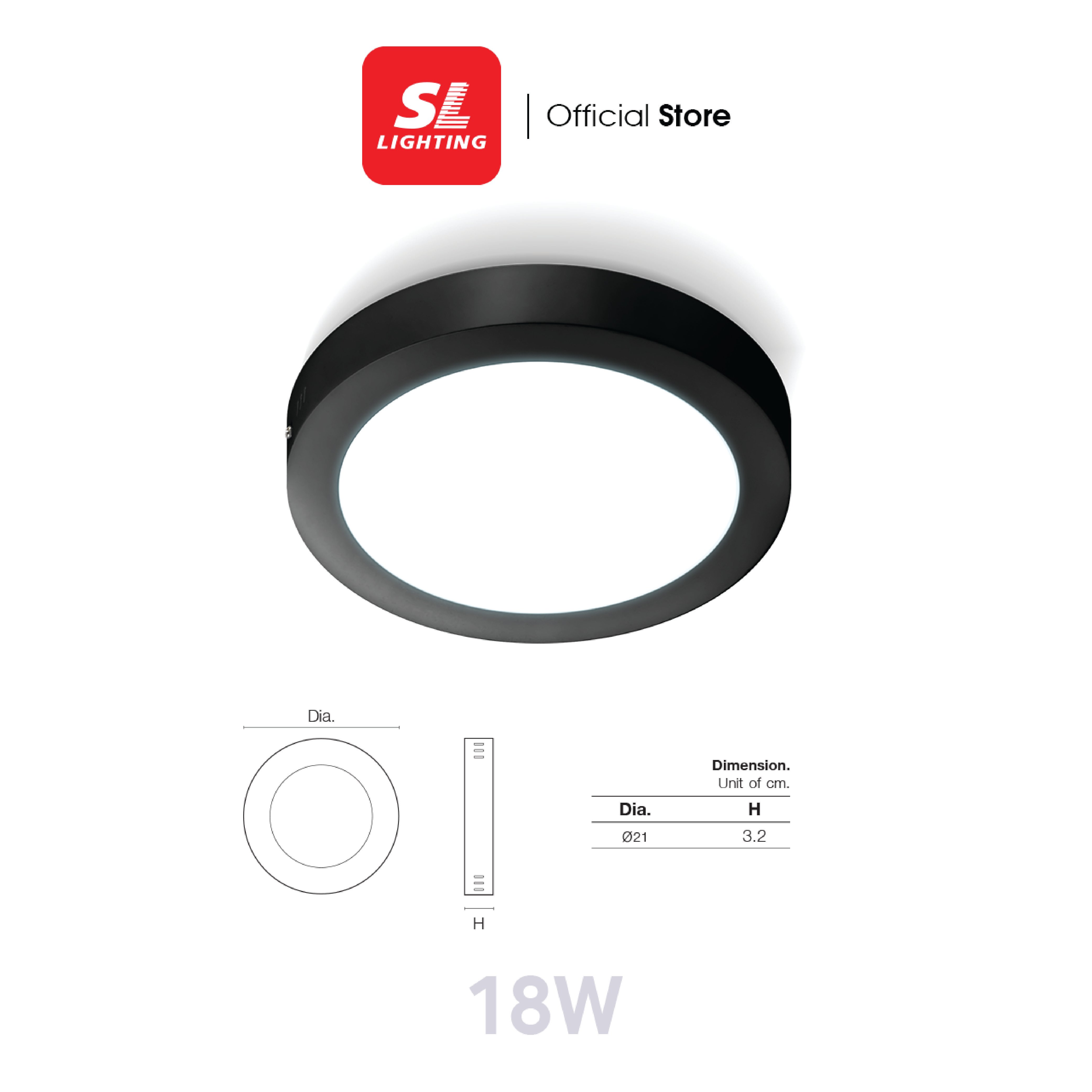 ดาวน์ไลท์ LED SL LIGHTING SATURN-SM กลม 18 วัตต์ WARM WHITE สีดำ