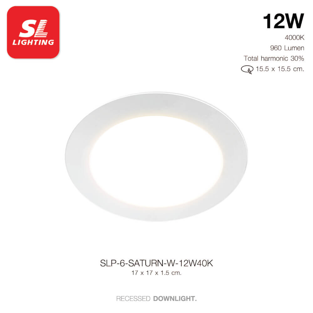 ดาวน์ไลท์ LED SL LIGHTING SATURN กลม 12 วัตต์ COOL WHITE สีขาว_6