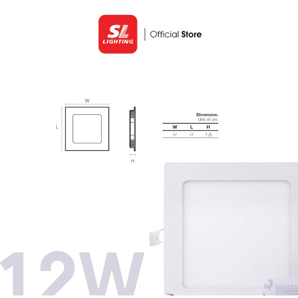 ดาวน์ไลท์ LED SL LIGHTING SATURN สี่เหลี่ยม 12 วัตต์ COOL WHITE สีขาว_2