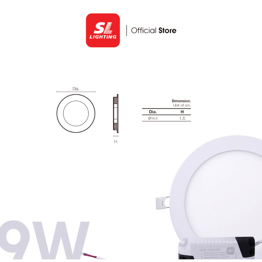 ดาวน์ไลท์ LED SL LIGHTING SATURN กลม 9 วัตต์ WARM WHITE สีขาว_2
