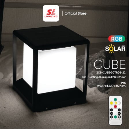 ไฟหัวเสา SOLAR SL LIGHTING SCB-CUBE 2 วัตต์ WARM WHITE/COOL WHITE/DAY LIGHT/RGB_6