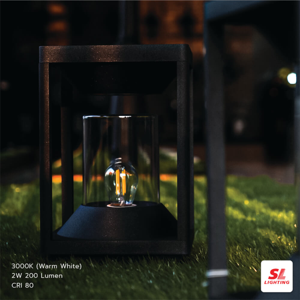 ไฟหัวเสา SOLAR SL LIGHTING SCB8163 2 วัตต์ WARM WHITE สีดำ