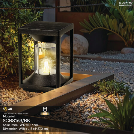 ไฟหัวเสา SOLAR SL LIGHTING SCB8163 2 วัตต์ WARM WHITE สีดำ_6
