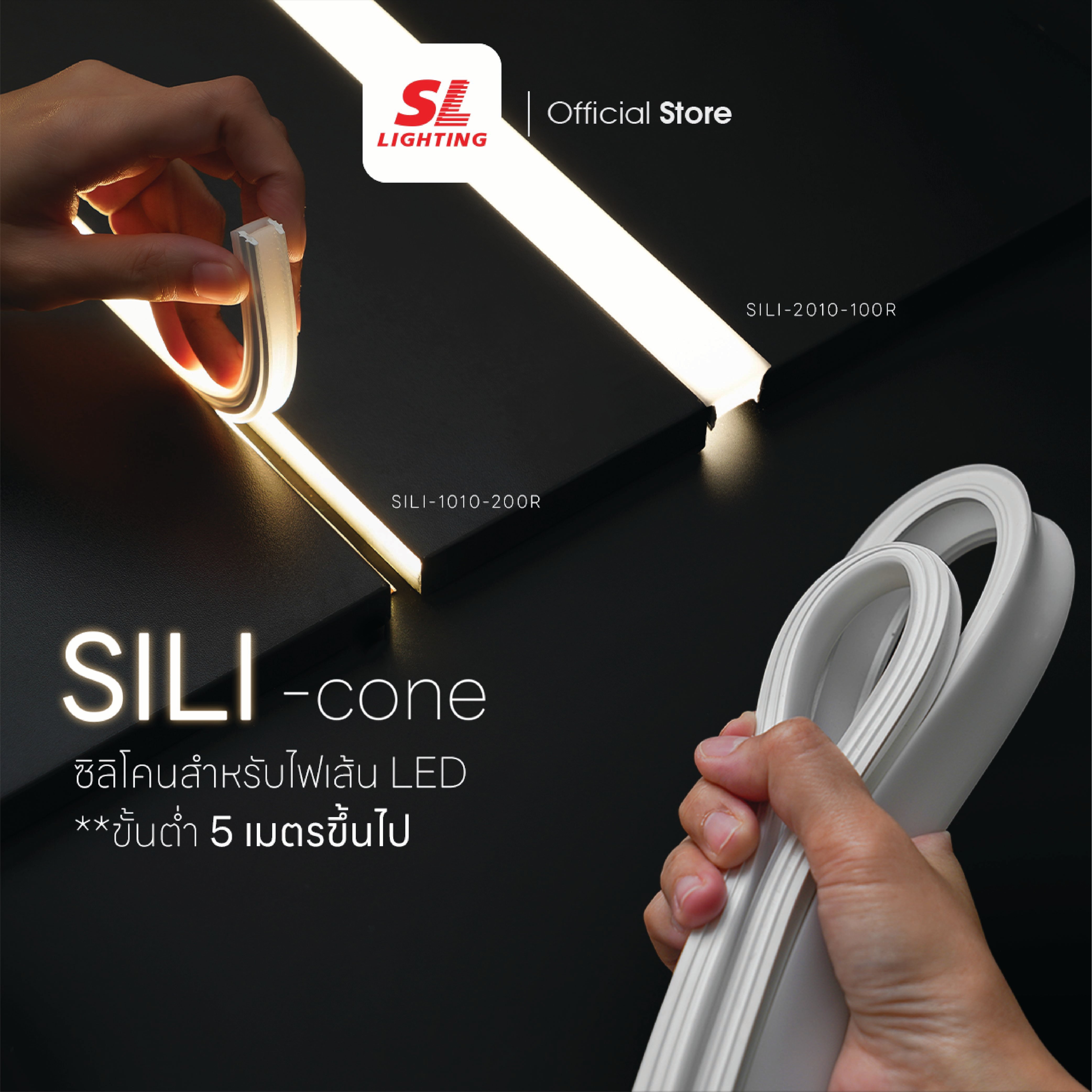 รางไฟเส้นซิลิโคน SL LIGHTING  SILI-1010 1 เมตร 10X10MM. สีขาว_1