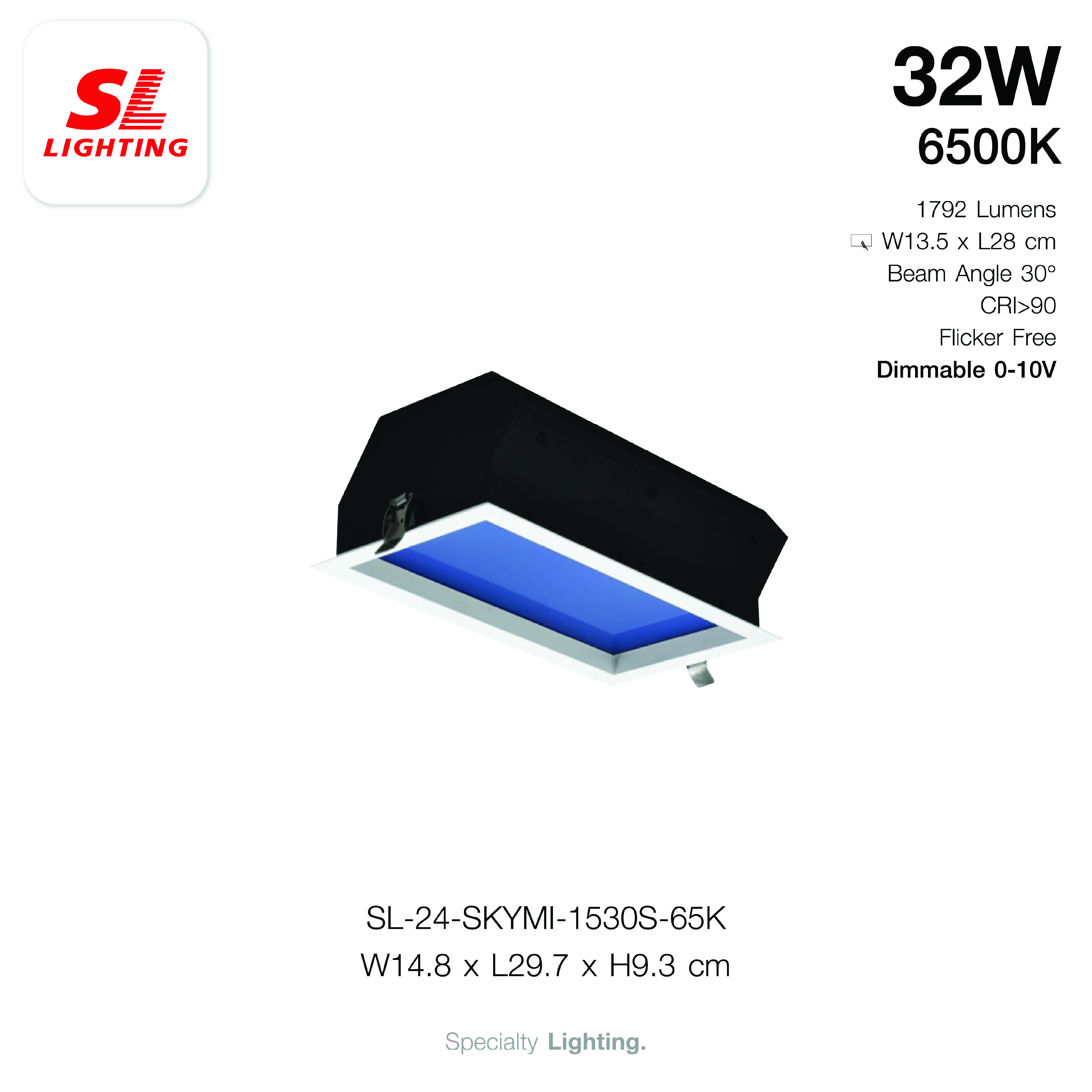 โคมไฟฝังเพดานเสมือนท้องฟ้าจริง SL LIGHTING SKYMI 15x30 ซม. 32W DAY LIGHT ส่องข้าง สีขาว