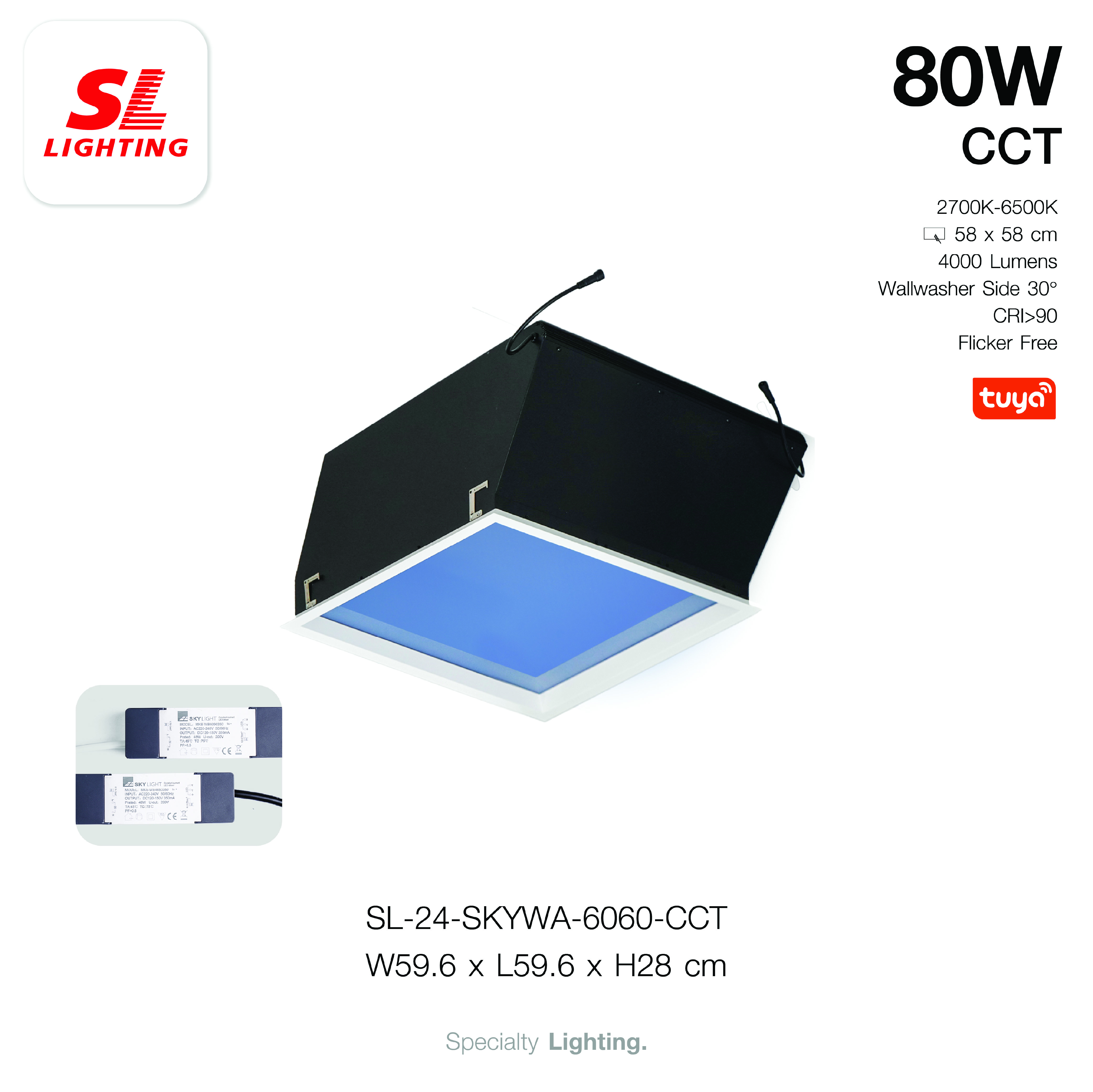 โคมไฟฝังเพดานเสมือนท้องฟ้าจริง SL LIGHTING SKYWA 60x60 ซม. 80W CCT สีขาว_6