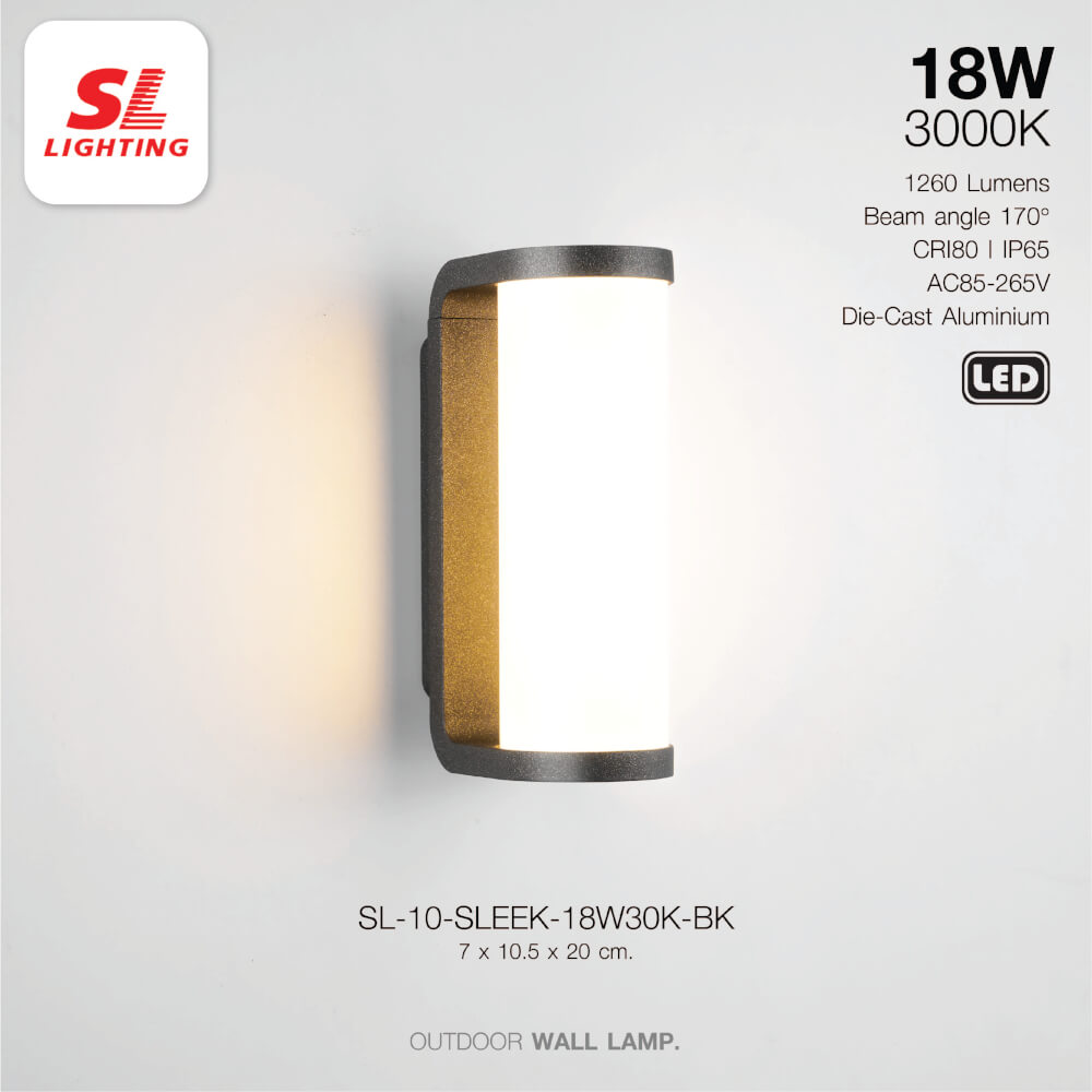 ไฟผนังภายนอก LED SL LIGHTING SLEEK 18 วัตต์ WARM WHITE สีดำ