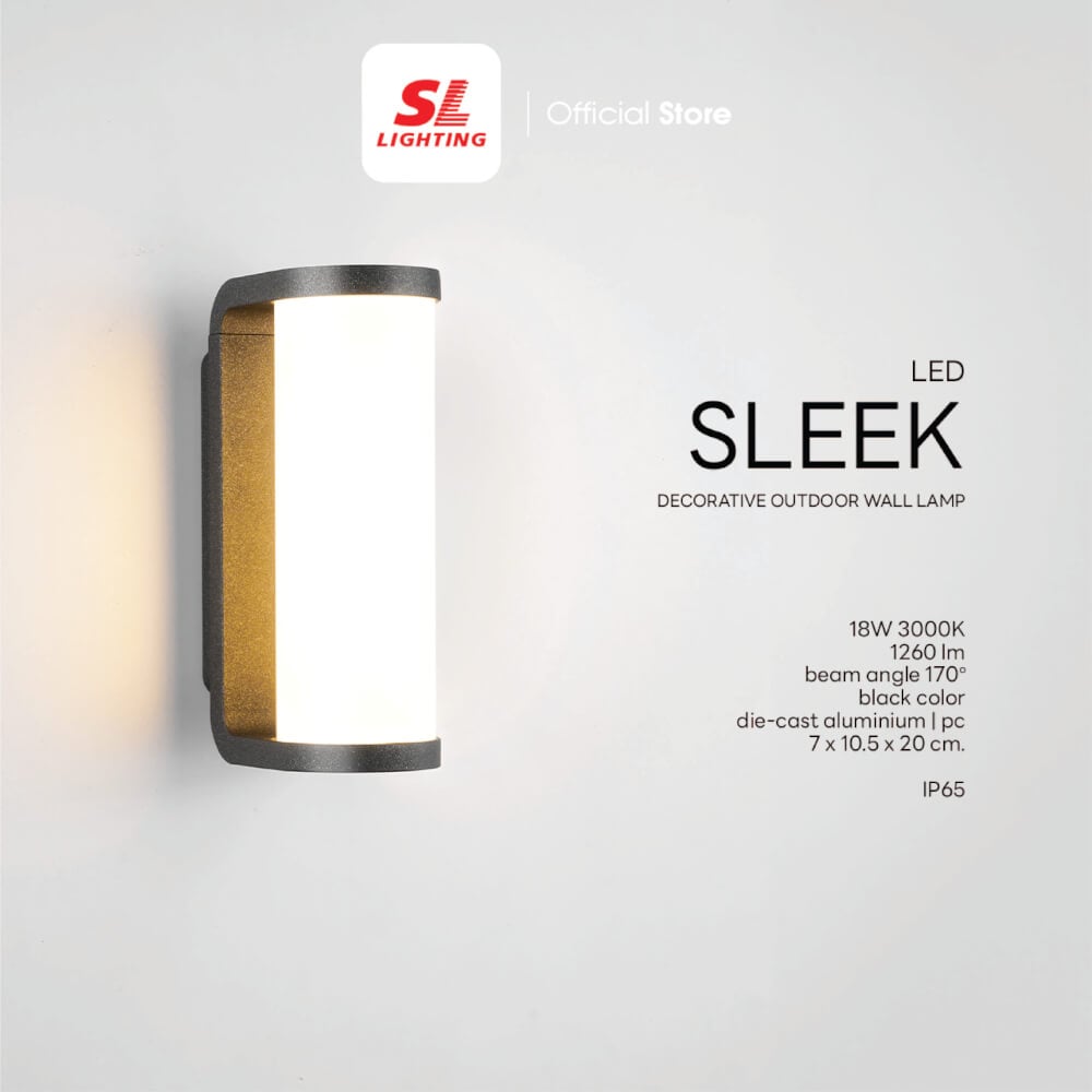 ไฟผนังภายนอก LED SL LIGHTING SLEEK 18 วัตต์ WARM WHITE สีดำ