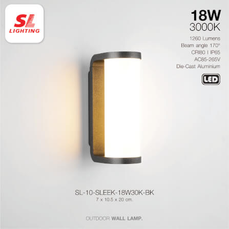 ไฟผนังภายนอก LED SL LIGHTING SLEEK 18 วัตต์ WARM WHITE สีดำ_1