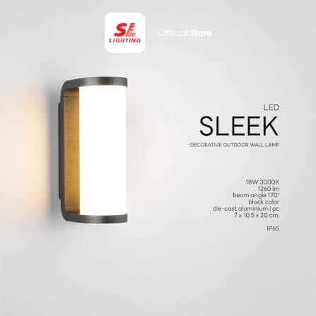 ไฟผนังภายนอก LED SL LIGHTING SLEEK 18 วัตต์ WARM WHITE สีดำ_6