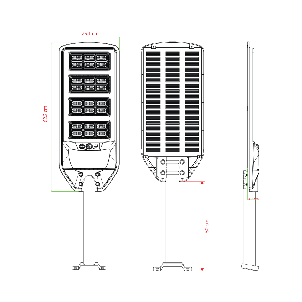 ไฟถนน SOLAR SL LIGHTING SOLARROCKII 300 วัตต์ DAYLIGHT สีดำ