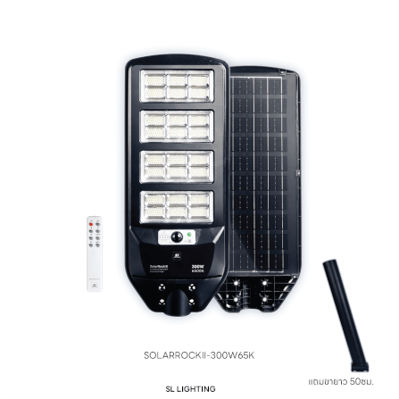 ไฟถนน SOLAR SL LIGHTING SOLARROCKII 300 วัตต์ DAYLIGHT สีดำ_1