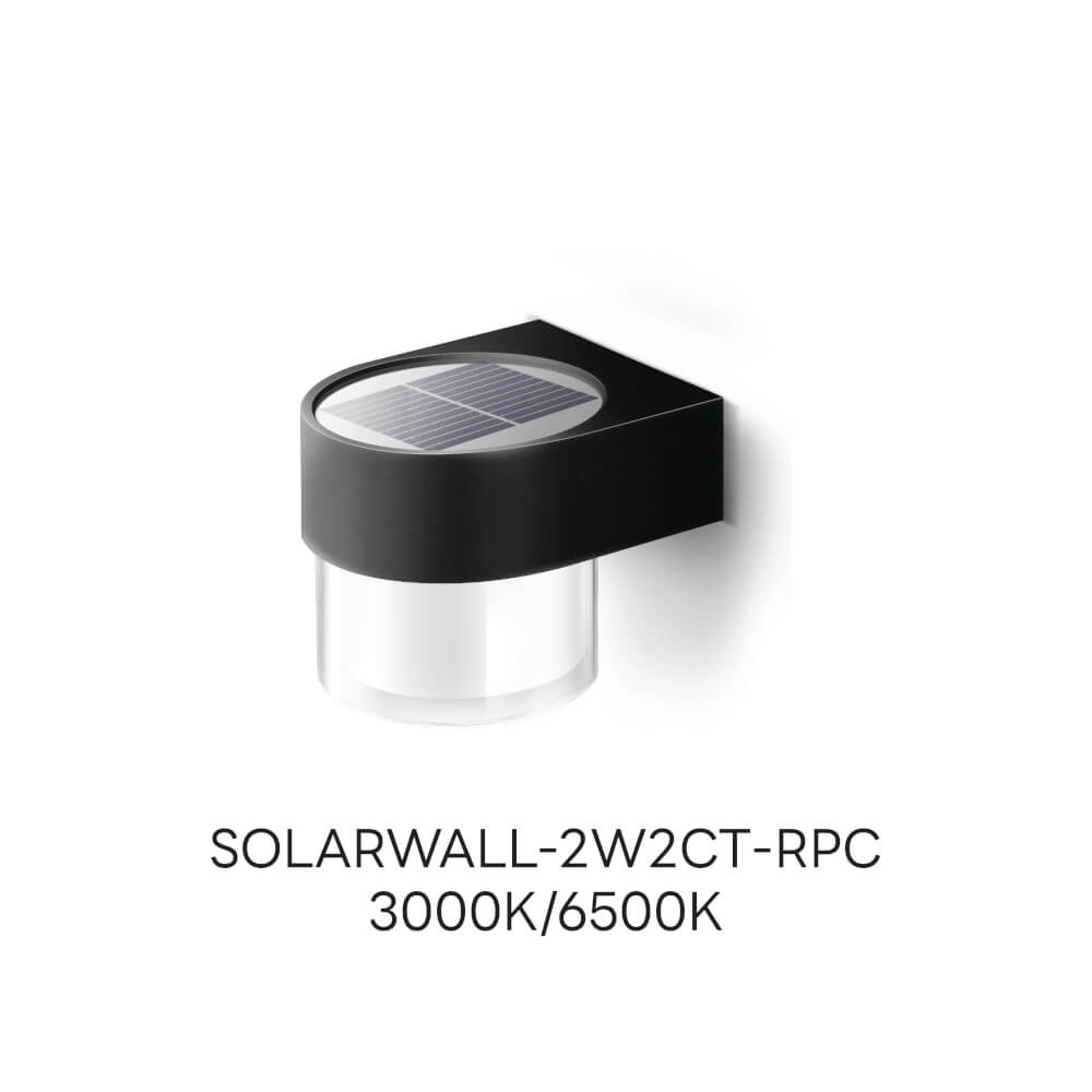 ไฟผนังภายนอก SOLAR SL LIGHTING RPC 2 วัตต์ WARM WHITE/DAY LIGHT ทรงกลม สีดำ
