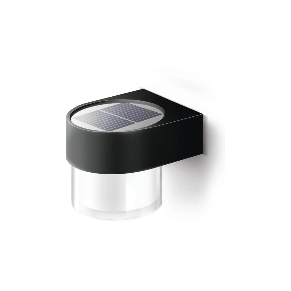 ไฟผนังภายนอก SOLAR SL LIGHTING RPC 2 วัตต์ WARM WHITE/DAY LIGHT ทรงกลม สีดำ
