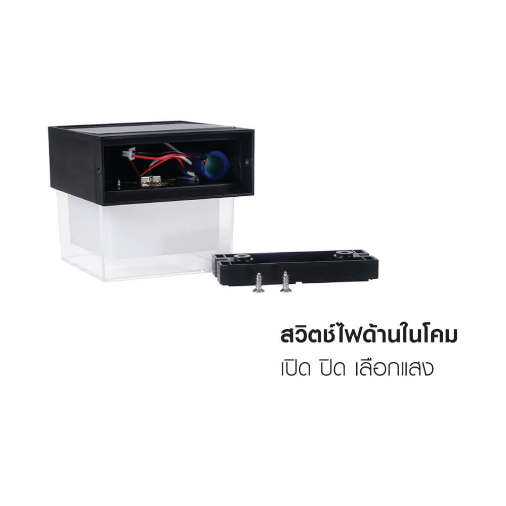 ไฟผนังภายนอก SOLAR SL LIGHTING RPC 2 วัตต์ WARM WHITE/DAY LIGHT ทรงกลม สีดำ