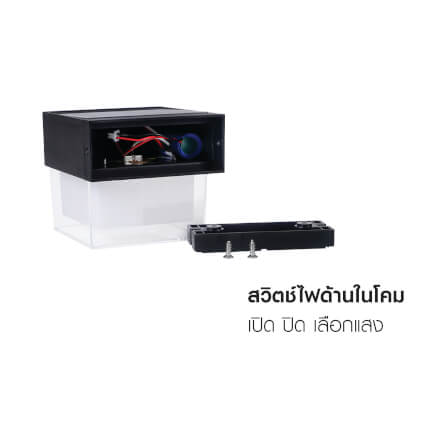 ไฟผนังภายนอก SOLAR SL LIGHTING RPC 2 วัตต์ WARM WHITE/DAY LIGHT ทรงกลม สีดำ_3