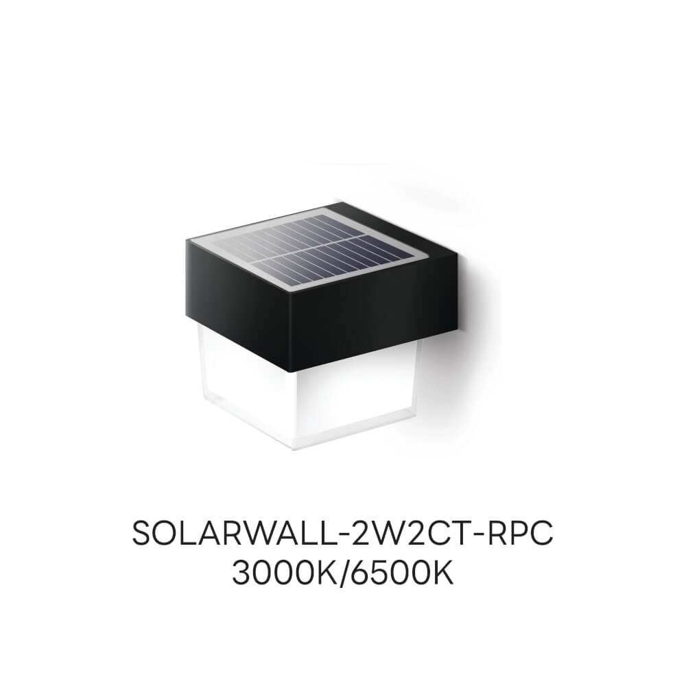 ไฟผนังภายนอก SOLAR SL LIGHTING SQPC 2 วัตต์ WARM WHITE/DAY LIGHT ทรงสี่เหลี่ยม สีดำ_4