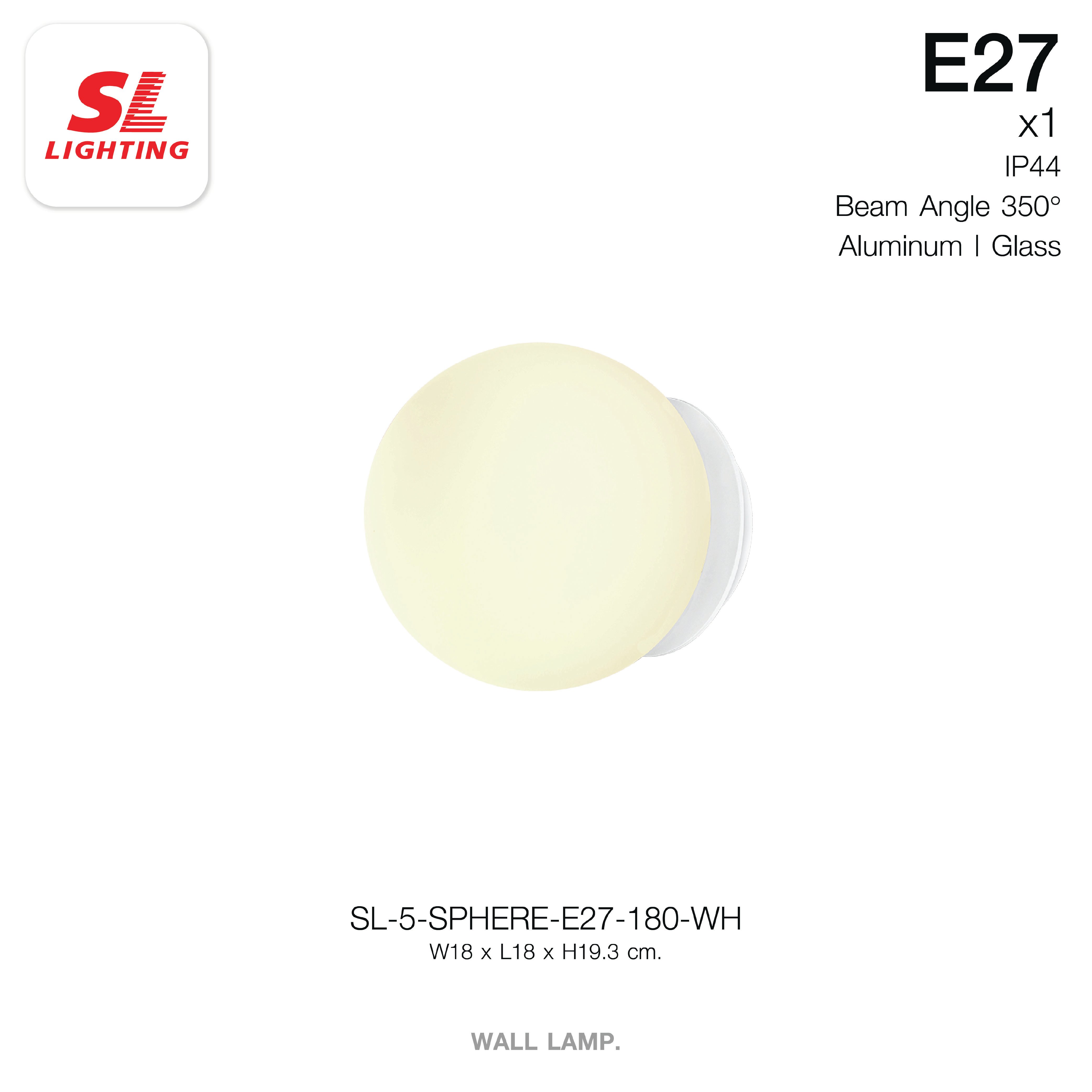 ไฟกิ่งภายใน SL LIGHTING SPHERE E27 18 ซม. สีขาว_5