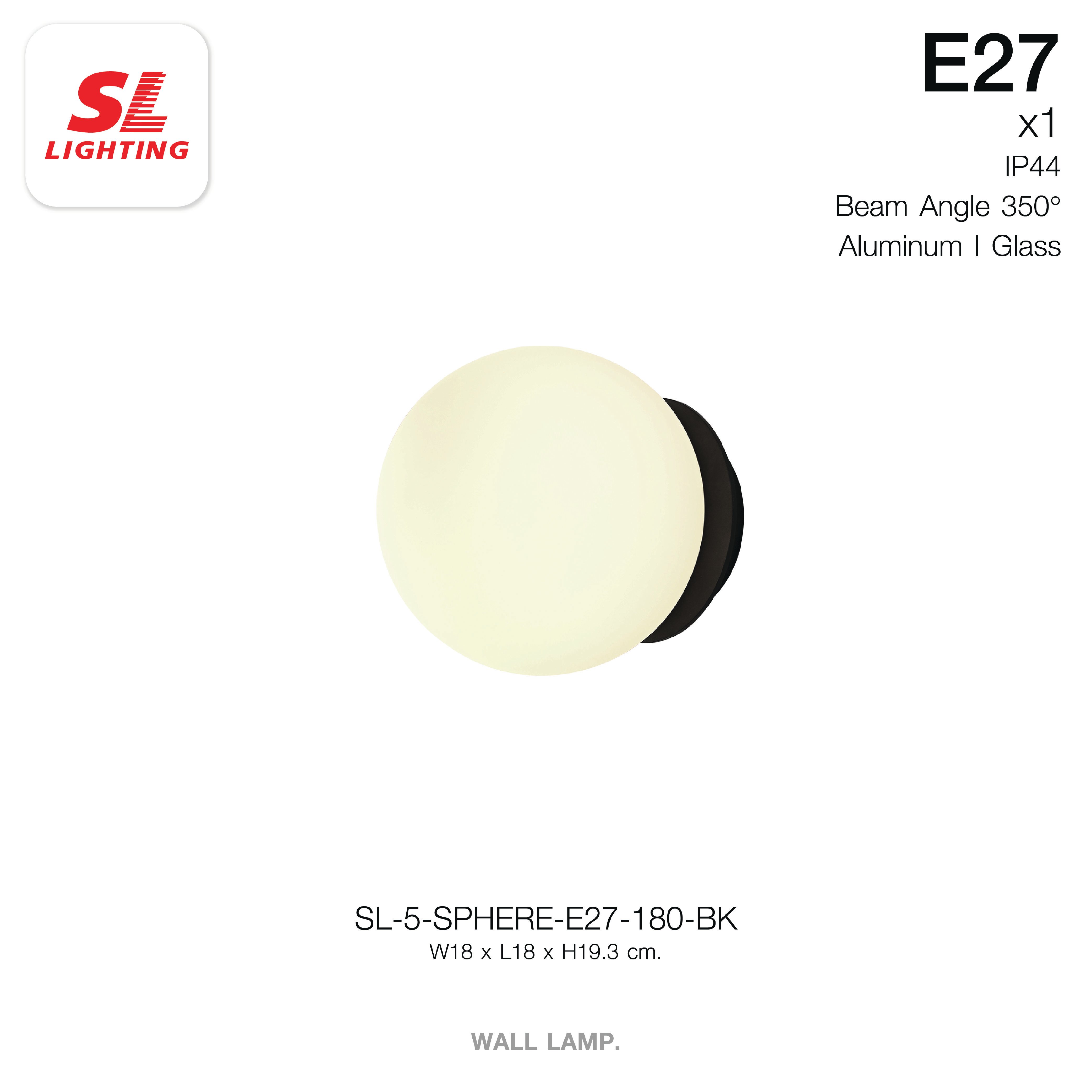 ไฟกิ่งภายใน SL LIGHTING SPHERE E27 18 ซม. สีดำ_5