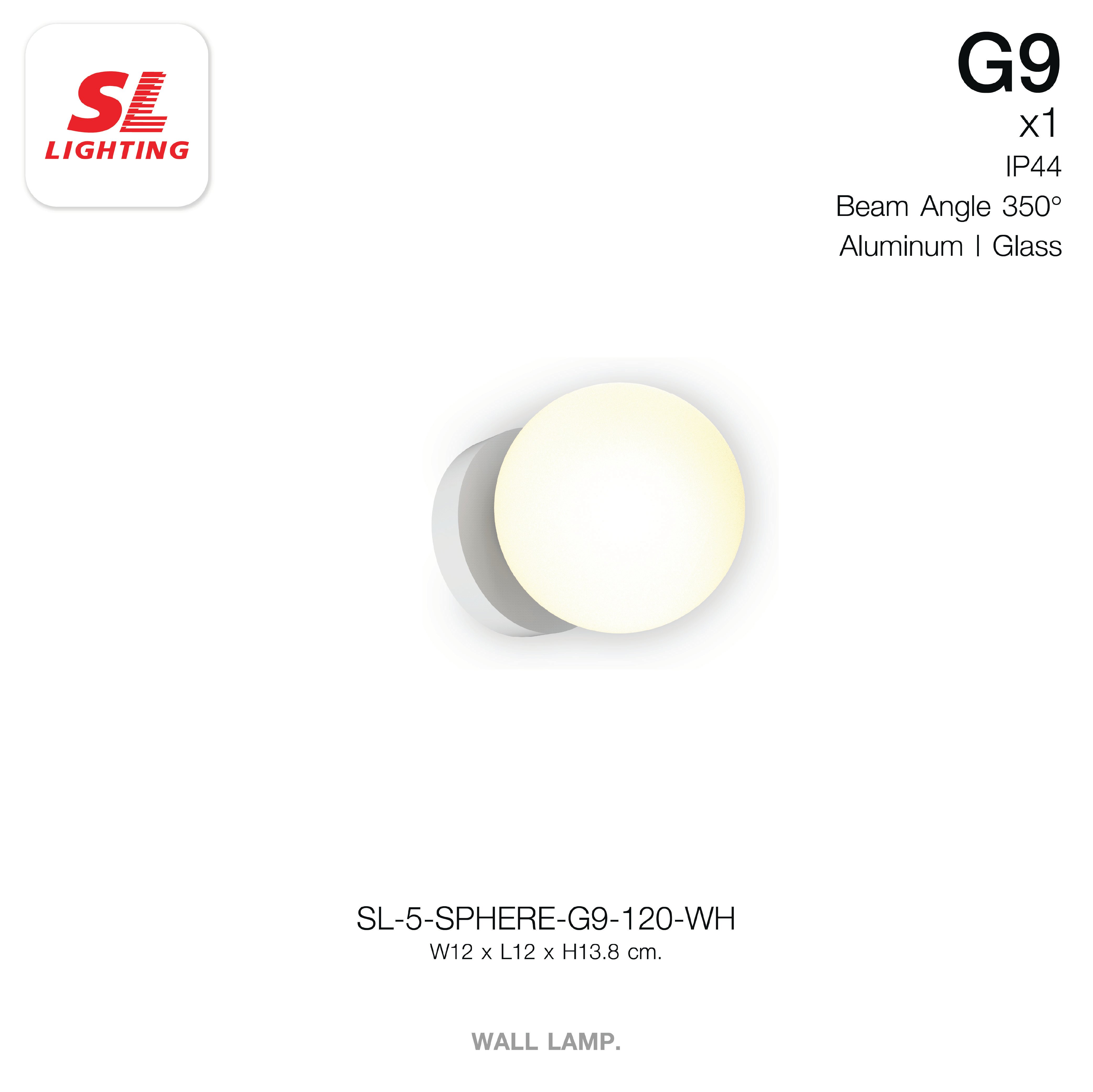 ไฟกิ่งภายใน SL LIGHTING SPHERE G9 12 ซม. สีขาว_5
