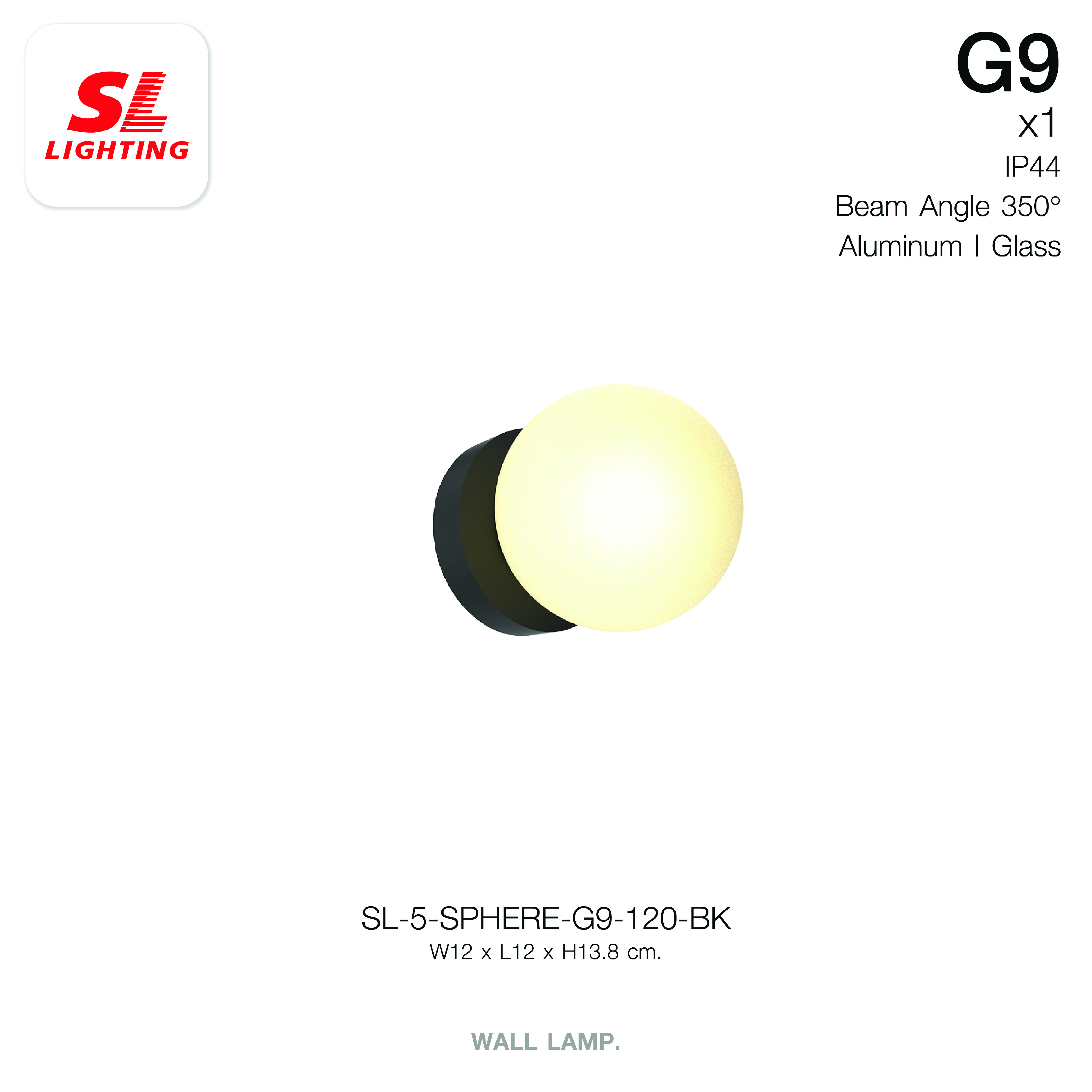 ไฟกิ่งภายใน SL LIGHTING SPHERE G9 12 ซม. สีดำ_5