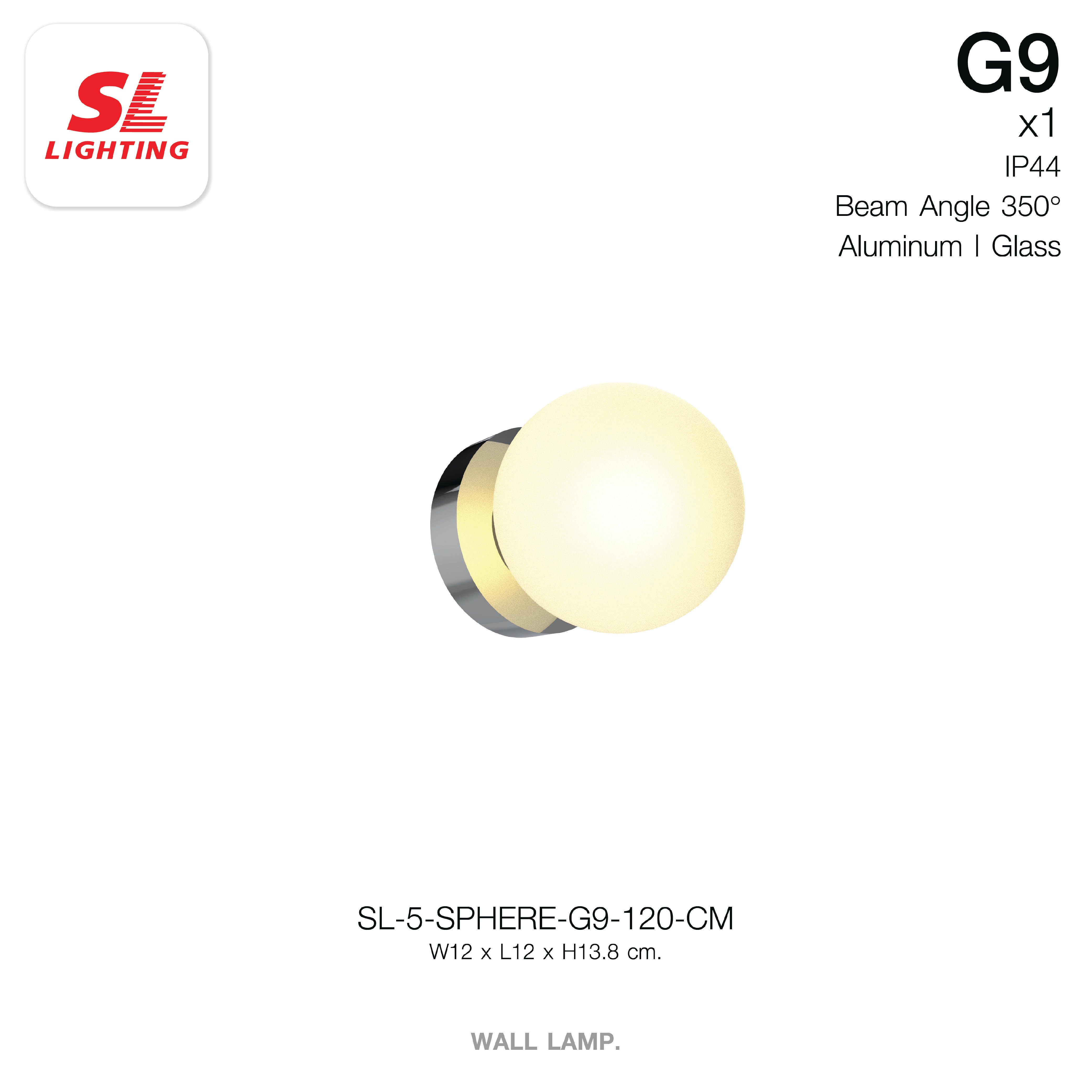 ไฟกิ่งภายใน SL LIGHTING SPHERE G9 12 ซม. สีโครเมียม_5