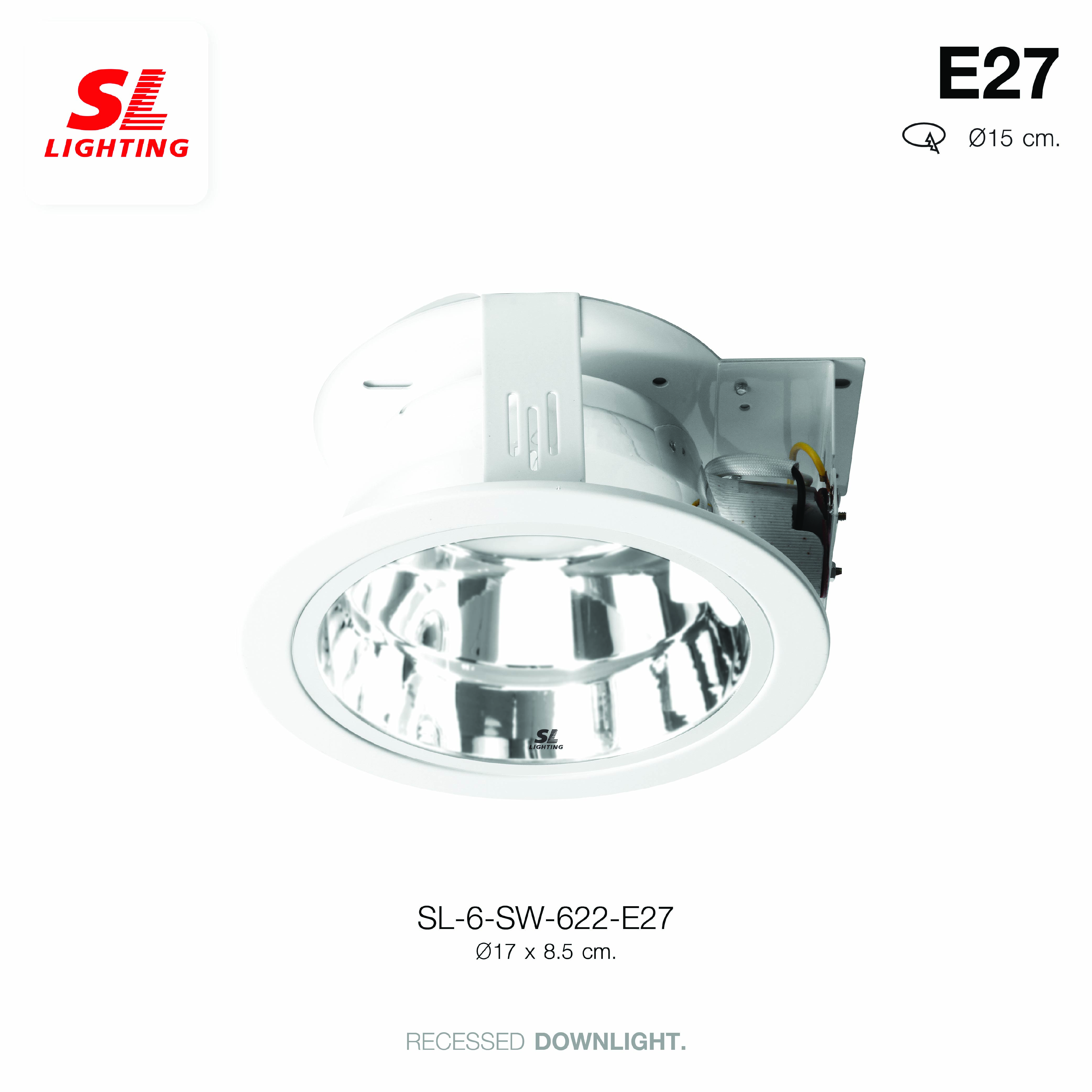 ดาวน์ไลท์ SL LIGHTING 622 E27 กลม สีขาว