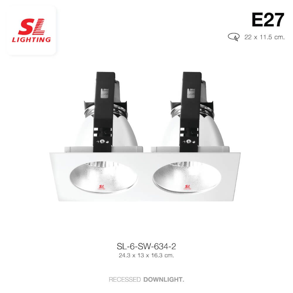 ดาวน์ไลท์ SL LIGHTING 634-2 ทรงสี่เหลี่ยม สีขาว