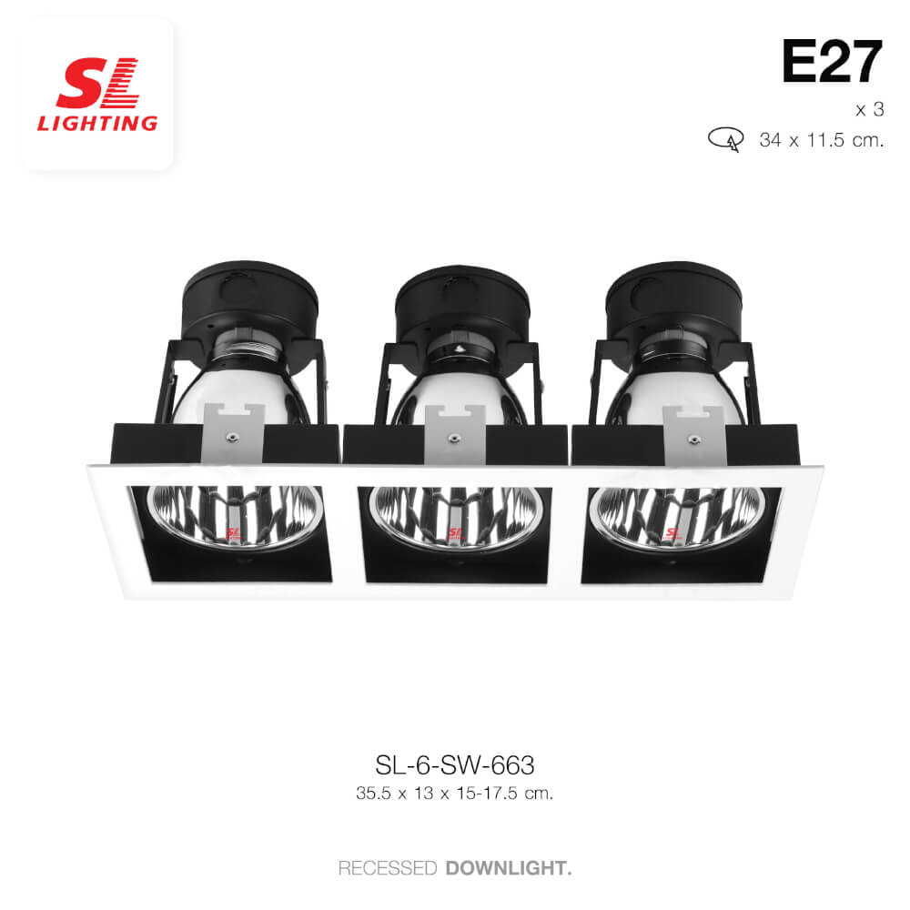 ดาวน์ไลท์ SL LIGHTING 663 ทรงสี่เหลี่ยม สีขาว