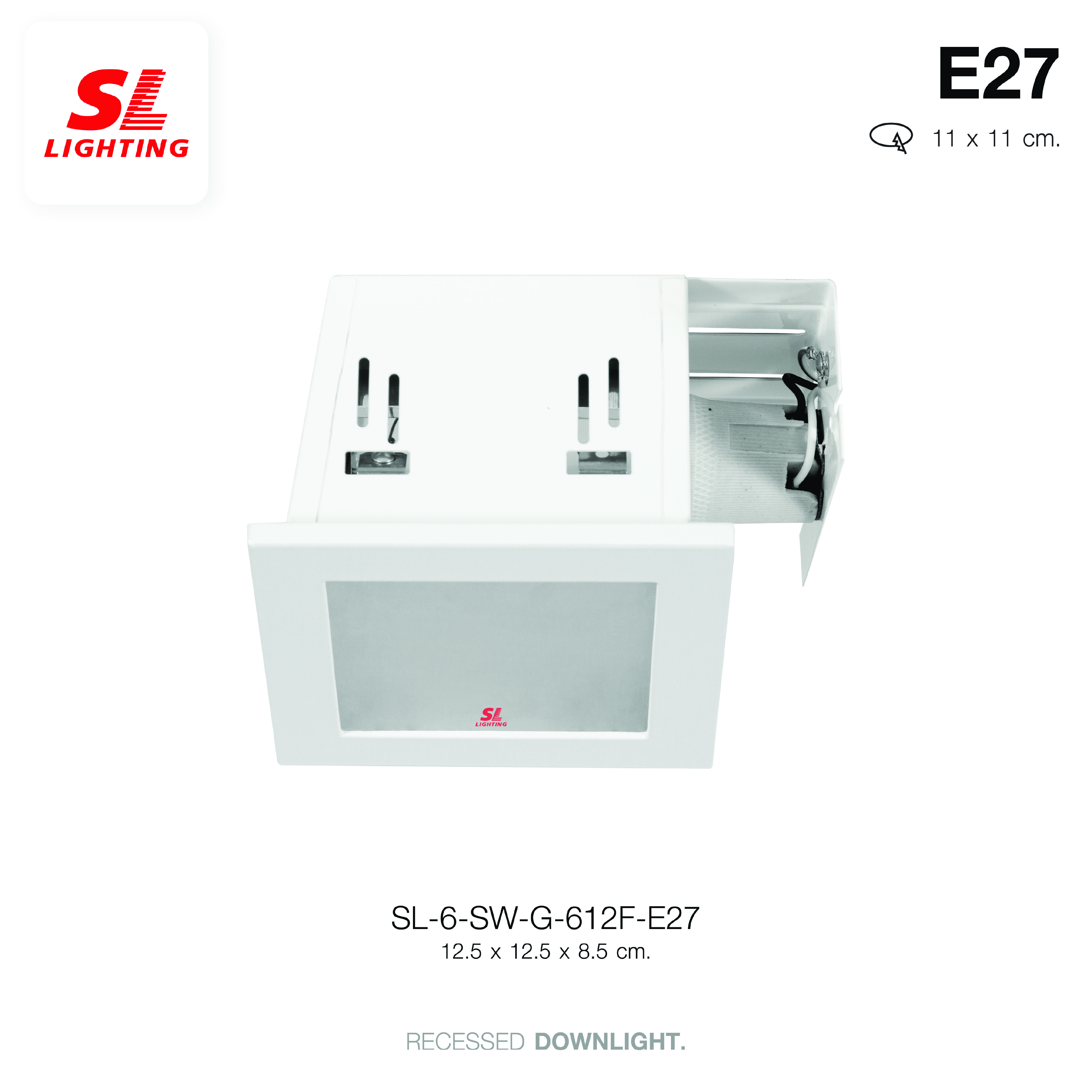 ดาวน์ไลท์ SL LIGHTING 612 E27 กลม สีขาว กระจกฝ้า_2