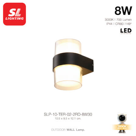 ไฟผนังภายนอก LED SL LIGHTING TER-02-2RD 8 วัตต์ WARM WHITE สีดำ (2ทาง)_3