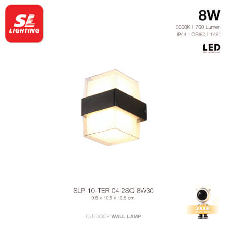 ไฟผนังภายนอก LED SL LIGHTING TER-04-2SQ 8 วัตต์ WARM WHITE สีดำ_4