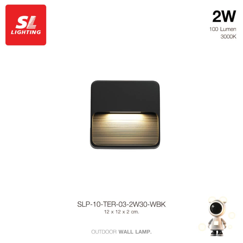 ไฟผนังภายนอก LED SL LIGHTING TER-03 2 วัตต์ WARM WHITE สีดำ