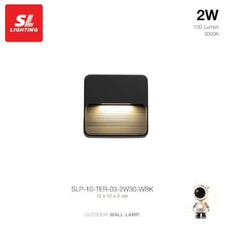 ไฟผนังภายนอก LED SL LIGHTING TER-03 2 วัตต์ WARM WHITE สีดำ_4