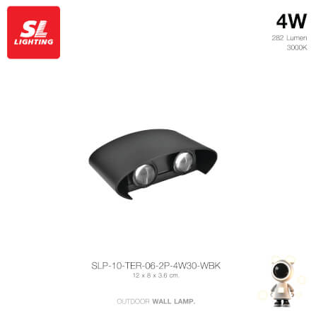 ไฟผนังภายนอก LED SL LIGHTING TER-06-2P 4 วัตต์ WARM WHITE สีดำ_1