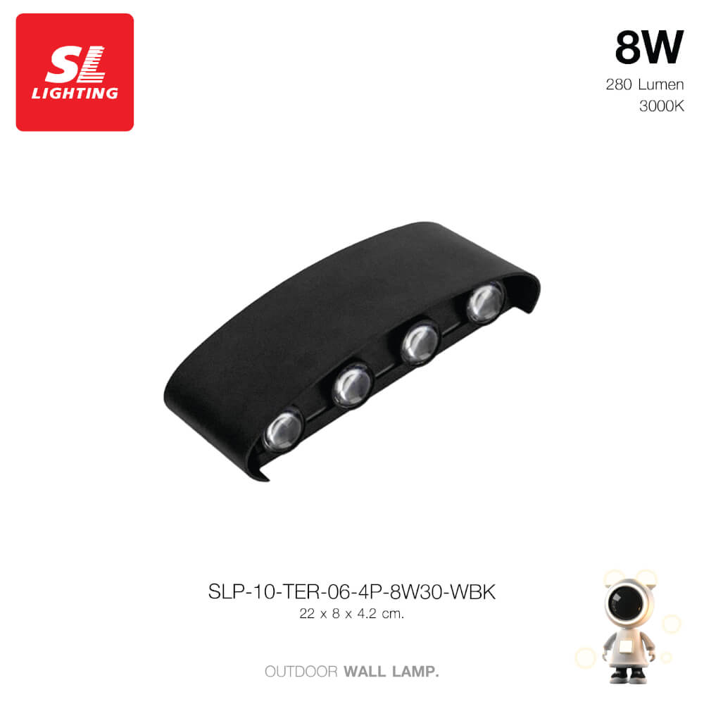 ไฟผนังภายนอก LED SL LIGHTING TER-06-4P 8 วัตต์ WARM WHITE สีดำ