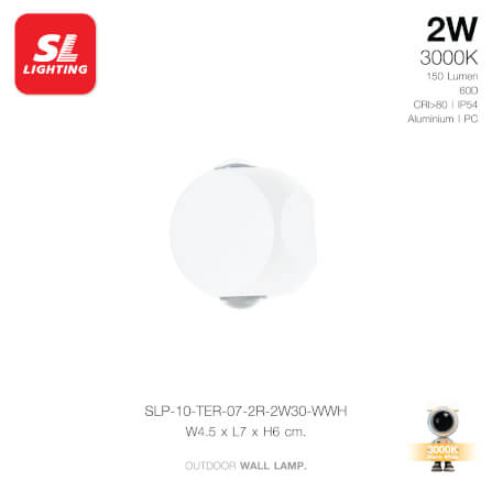 ไฟผนังภายนอก LED SL LIGHTING TER-07-2R 2 วัตต์ WARM WHITE สีขาว_1