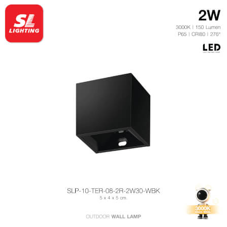 ไฟผนังภายนอก LED SL LIGHTING TER-08-2R 2 วัตต์ WARM WHITE สีดำ_1