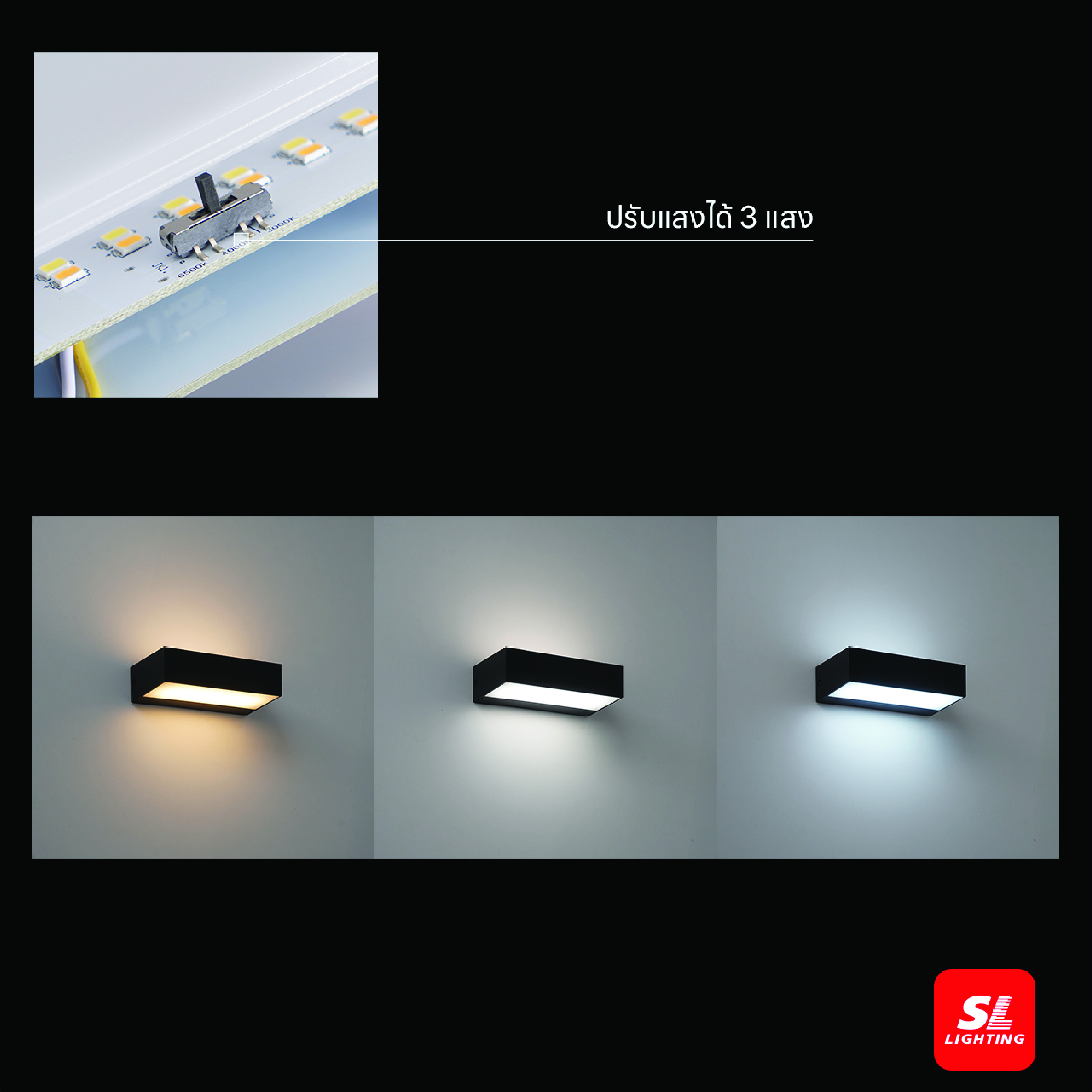 ไฟผนังภายนอก LED SL LIGHTING TER-RE 9 วัตต์ WARM WHITE/COOL WHITE/DAY LIGHT สีดำ