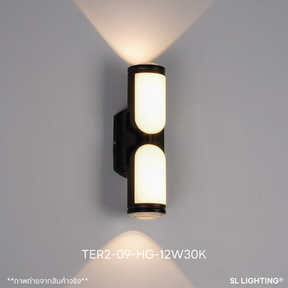 ไฟผนังภายนอก LED SL LIGHTING TER2-HG 12 วัตต์ WARM WHITE สีดำ