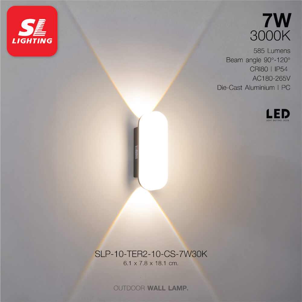 ไฟผนังภายนอก LED SL LIGHTING TER2-CS 7 วัตต์ WARM WHITE สีดำ