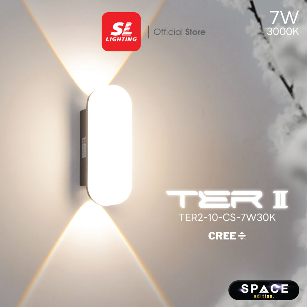 ไฟผนังภายนอก LED SL LIGHTING TER2-CS 7 วัตต์ WARM WHITE สีดำ