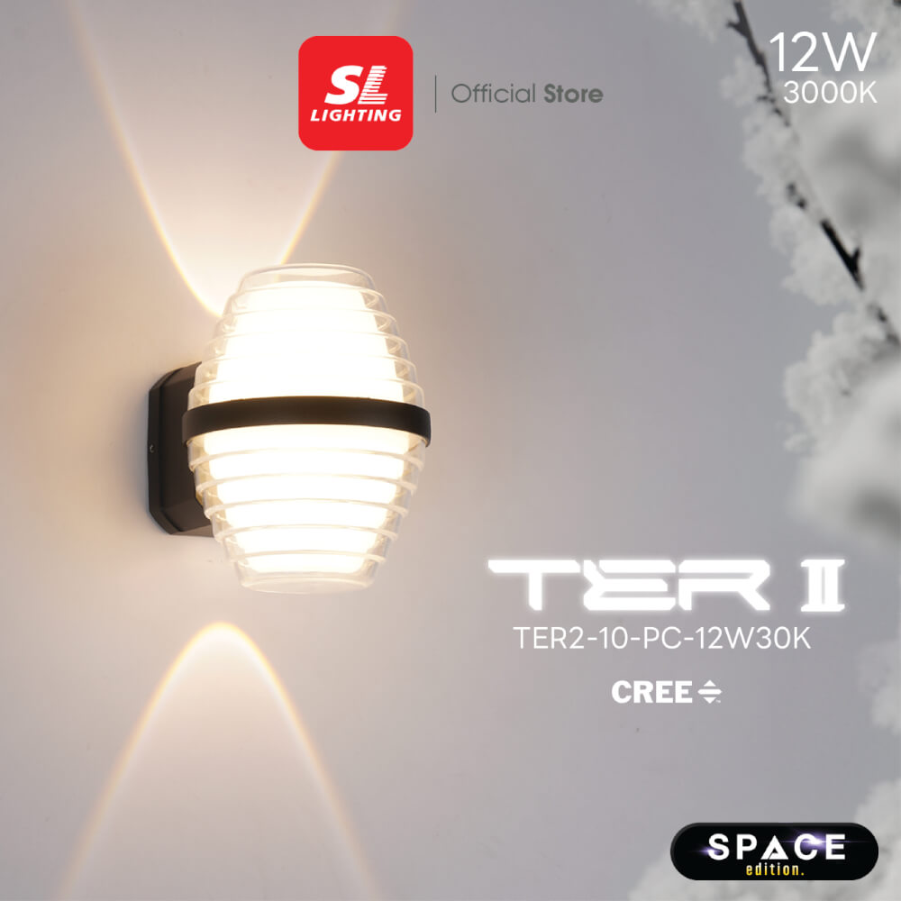 ไฟผนังภายนอก LED SL LIGHTING TER2-PC 12 วัตต์ WARM WHITE สีดำ
