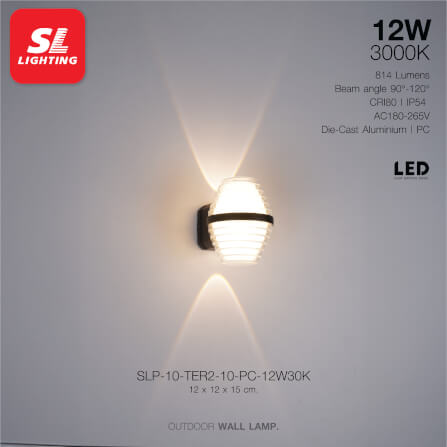 ไฟผนังภายนอก LED SL LIGHTING TER2-PC 12 วัตต์ WARM WHITE สีดำ_1