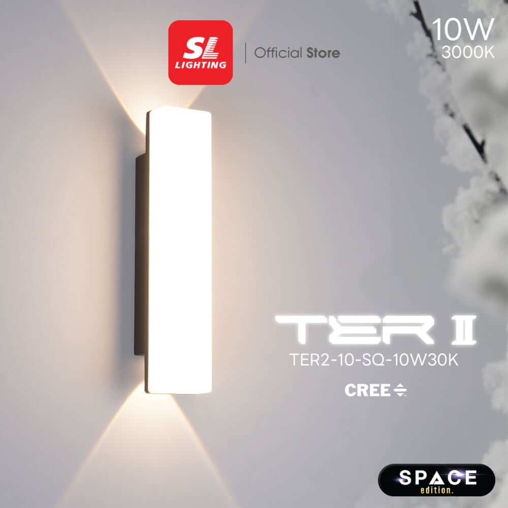 ไฟผนังภายนอก LED SL LIGHTING TER2-SQ 10 วัตต์ WARM WHITE สีดำ