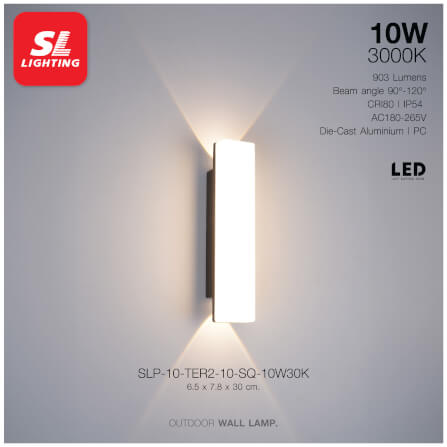 ไฟผนังภายนอก LED SL LIGHTING TER2-SQ 10 วัตต์ WARM WHITE สีดำ_1