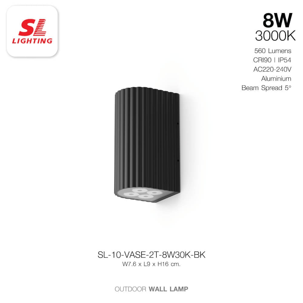 ไฟผนังภายนอก LED SL LIGHTING VASE 8 วัตต์ WARM WHITE สีดำ