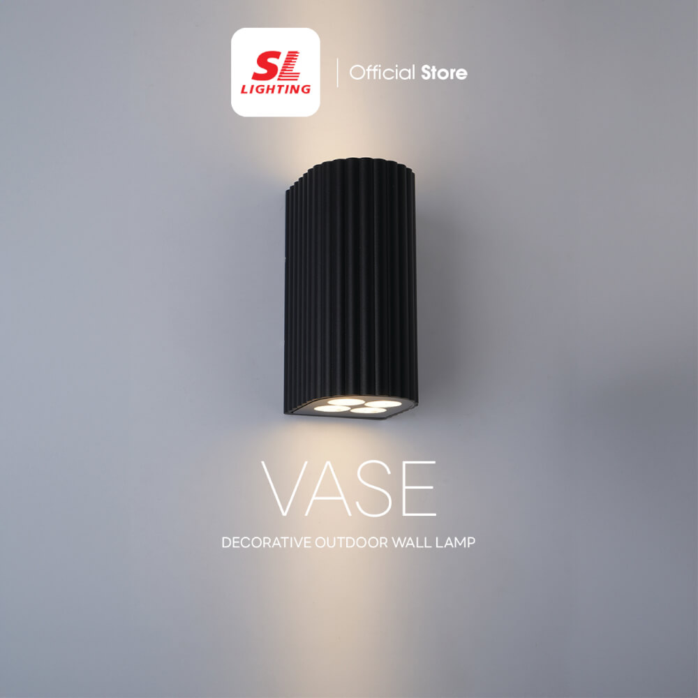 ไฟผนังภายนอก LED SL LIGHTING VASE 8 วัตต์ WARM WHITE สีดำ