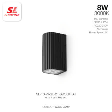 ไฟผนังภายนอก LED SL LIGHTING VASE 8 วัตต์ WARM WHITE สีดำ_1