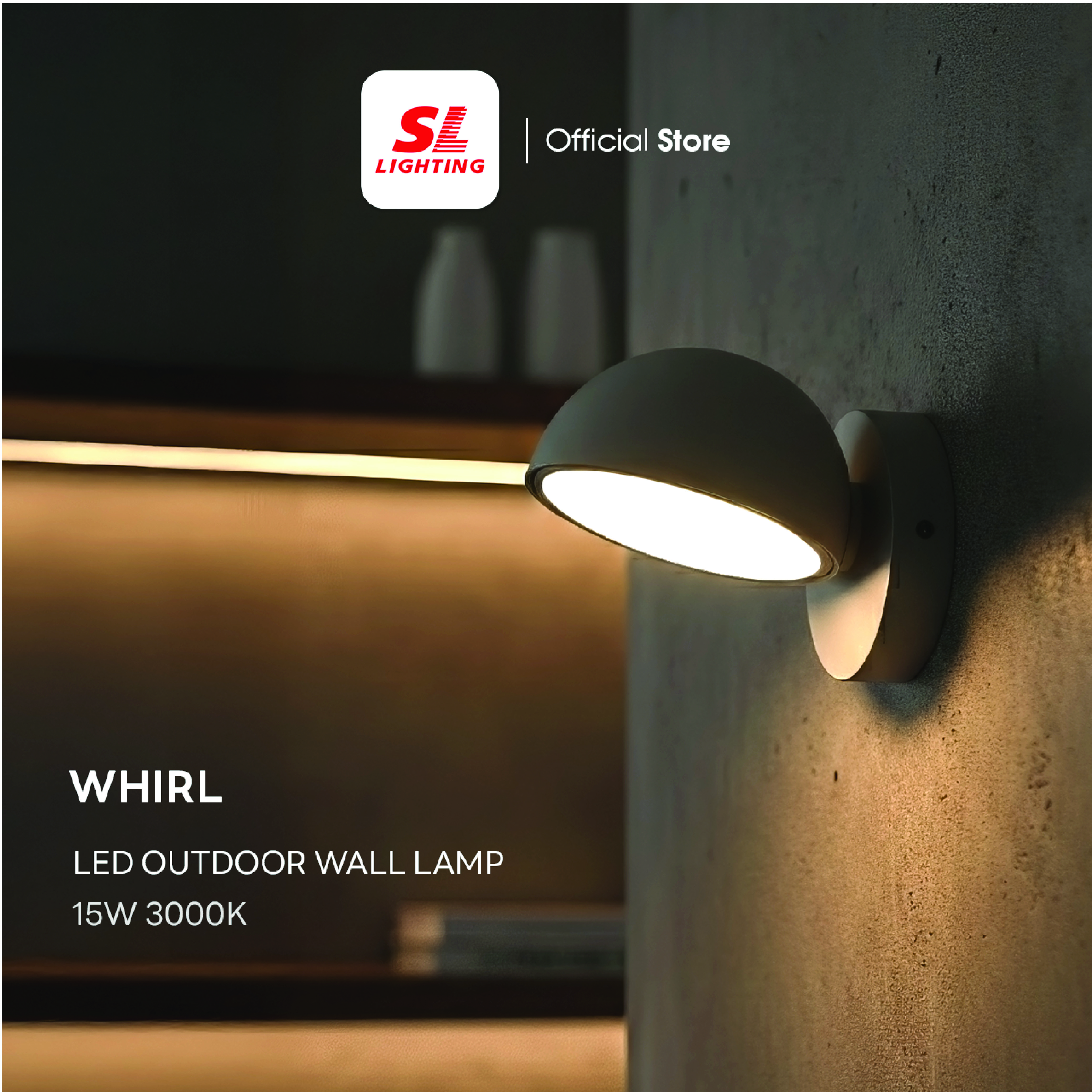 ไฟผนังภายนอก LED SL LIGHTING WHIRL 15 วัตต์ WARM WHITE สีเทา